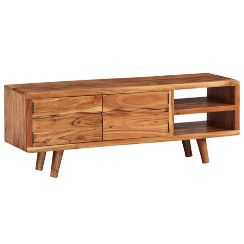 Swen Studio -  TV Cabinet Solid Acacia Wood with Carved Doors 117x30x40 cm